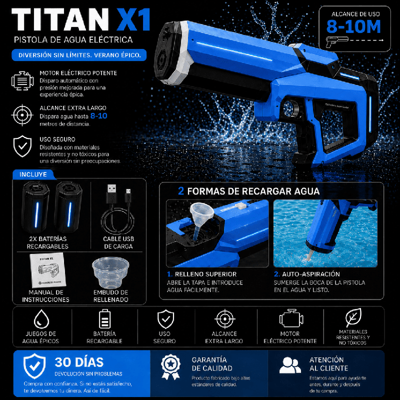 Titan X1™ | Pistola de Agua Eléctrica Recargable