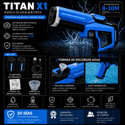 Titan X1™ | Pistola de Agua Eléctrica Recargable